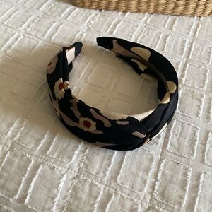 Silk headband dots on one side floral on other